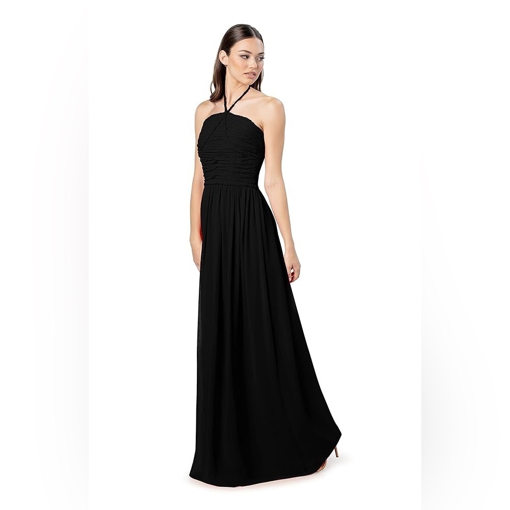 New! Dress The Population Aura Braided Halter Chiffon Maxi Dress 🖤 XS - Picture 3 of 9
